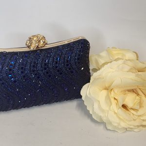 AOIFE - NAVY RHINESTONE BOX CLUTCH BAG