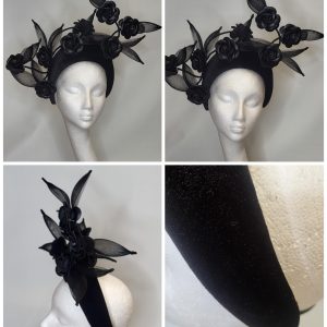 HARMONY - BLACK VELVET VINTAGE HALO FASCINATOR