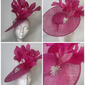 LOIS - CERISE PINK BRIM FASCINATOR