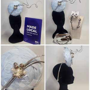 BERTHA - BABY  BLUE FEATHER UPRIGHT PERCHER