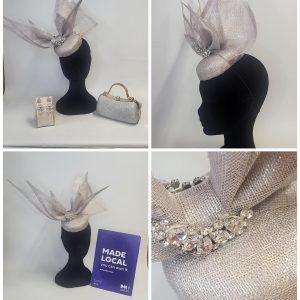 SHEENA -SILVER LUREX FASCINATOR *** SAMPLE SALE
