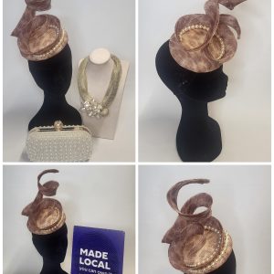 EDWINA - ANIMAL PRINT AND PEARL FASCINATOR