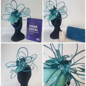 GLORIA  - AQUA GREEN AND TEAL GREEN FASCINATOR