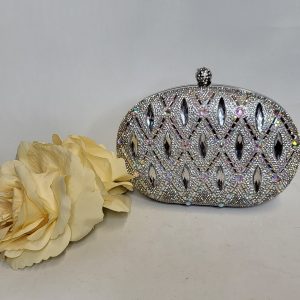 RUBY - SILVER RHINESTONE CLUTCH BAG
