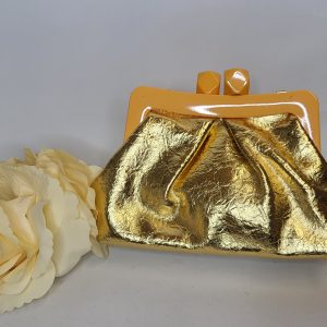 TANA - METALIC GOLD AND YELLOWN SLOUCH CLUTCH BAG