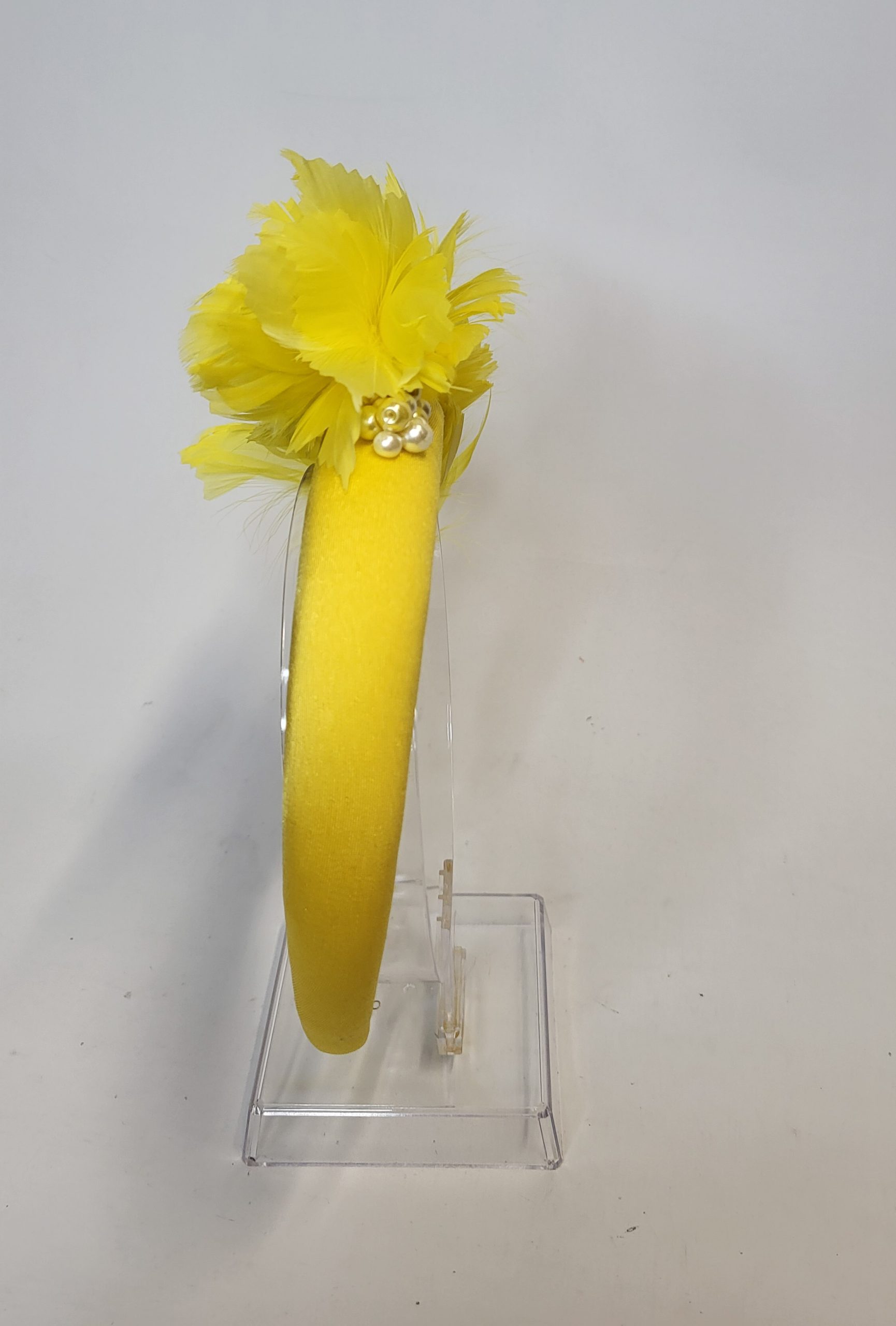 EITHNE - YELLOW AND PEARL HAIRBAND FASCINATOR - SAMPLE SALE - HALF PRICE - Image 3