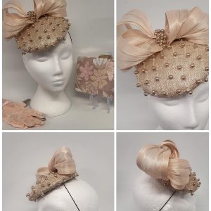 MAIREAD - BLUSH SILK AND PEARL FASCINATOR   - SAMPLE SALE  FASCINATOR