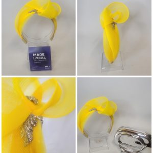 CLAUDIA - YELLOW AND SILVER HAIRBAND FASCINATOR   ----- SAMPLE SALE