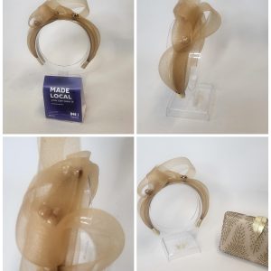 PERDITA - BEIGE GOLD HAIRBAND FASCINATOR  ------ SAMPLE SALE