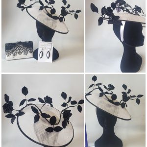LAURENA - BLACK AND WHITE FASCINATOR