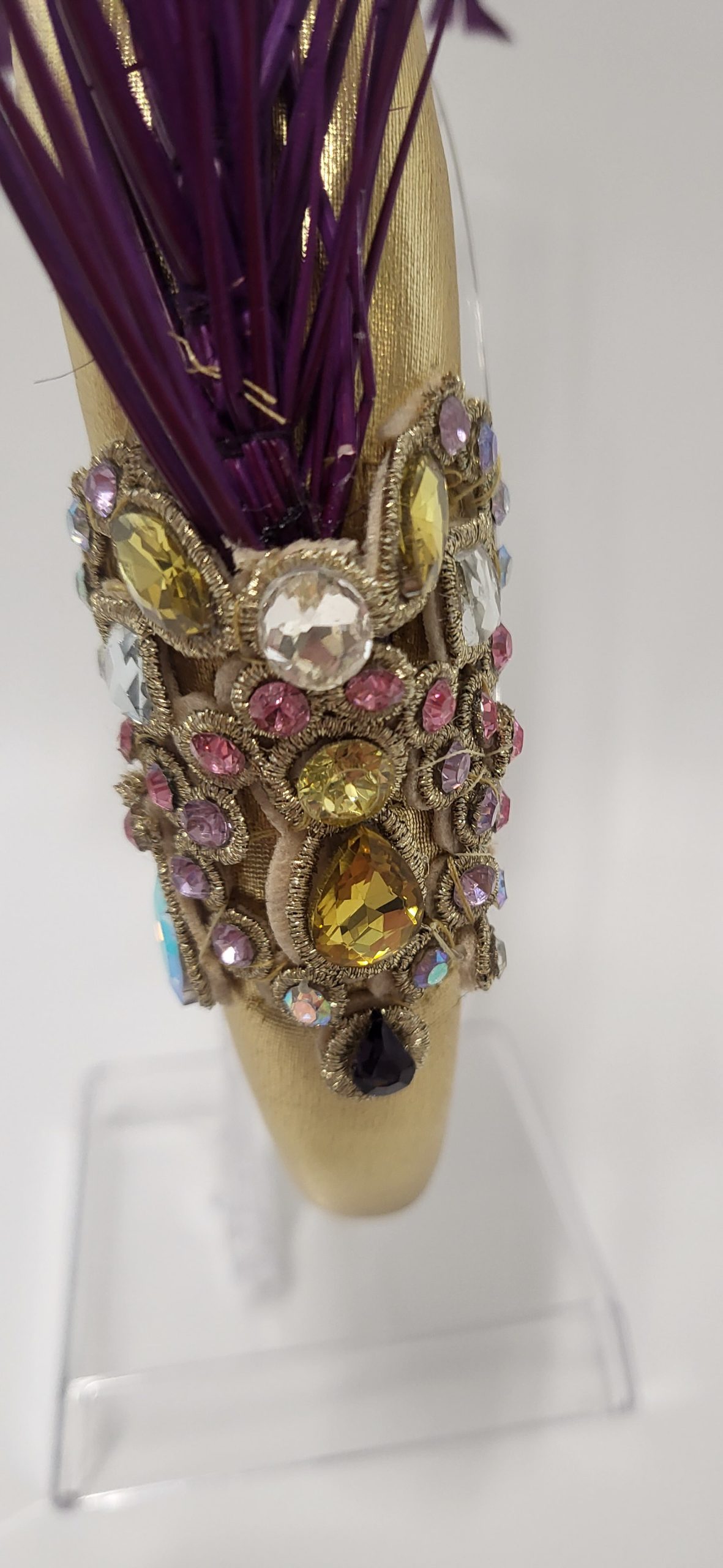 EMALYNE - PLUM PURPLE AND GOLD HAIRBAND FASCINATOR - Image 3