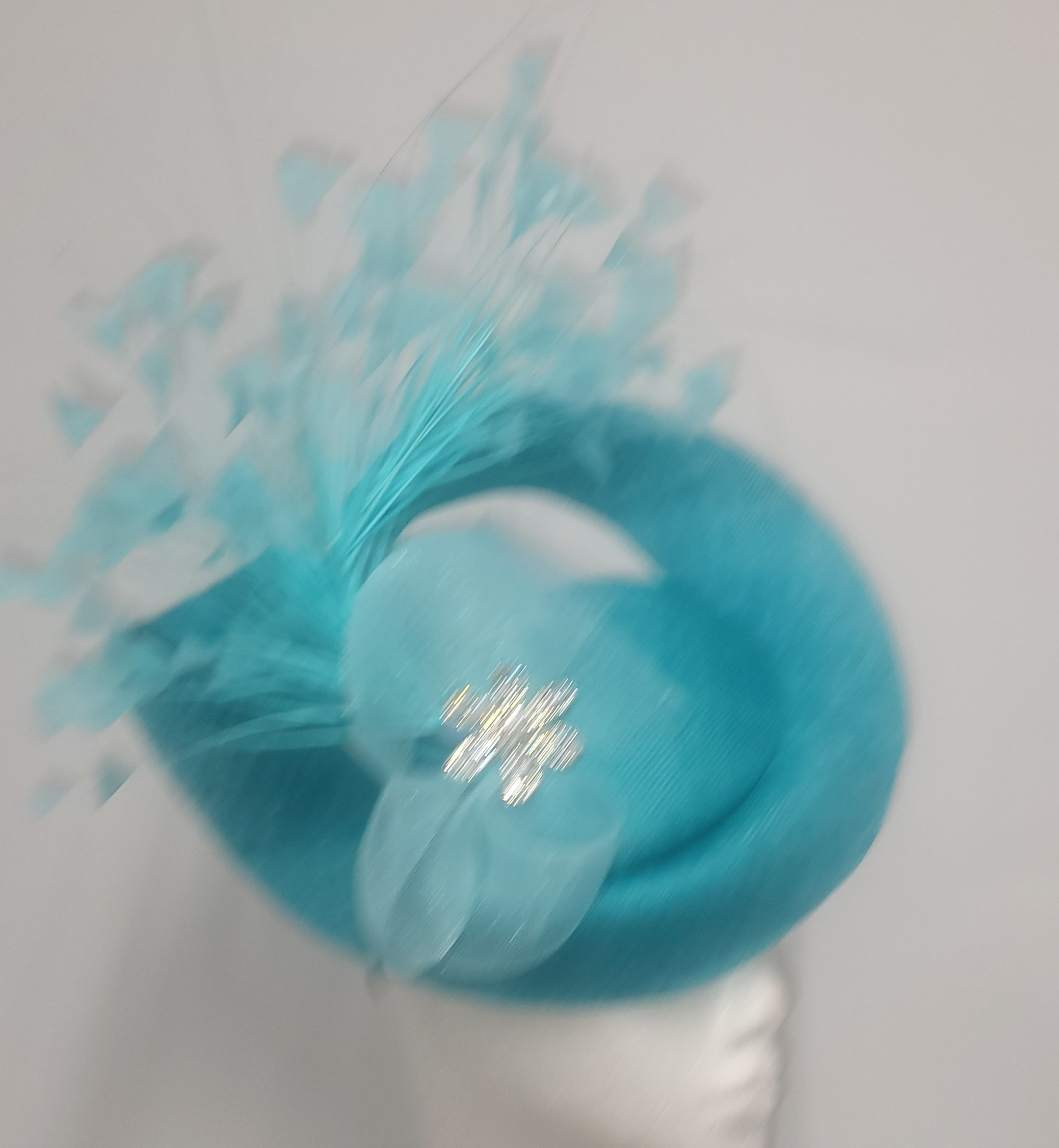 DANIELLE -TURQUOISE AND SILVER FASCINATOR - Image 5