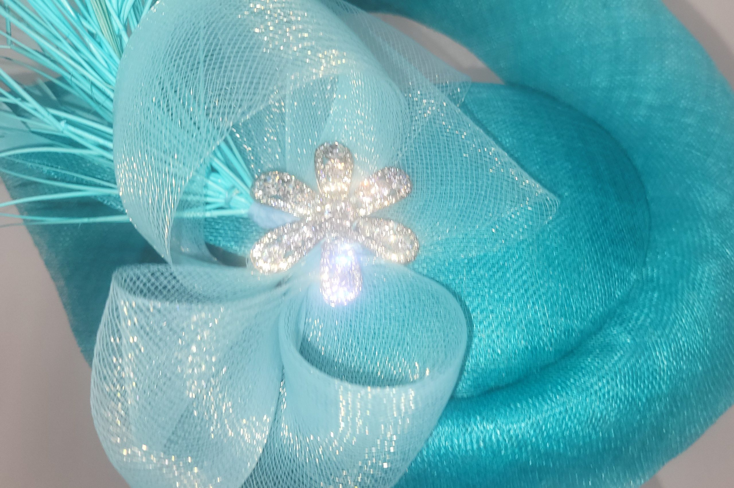 DANIELLE -TURQUOISE AND SILVER FASCINATOR - Image 3