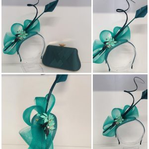 FLORRIE  - JADE GREEN AND DARK GREEN FASCINATOR
