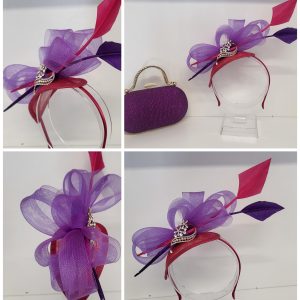 DAIRE - FUCHSIA PINK AND PURPLE FASCINATOR