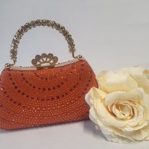 NELLY - ORANGE AND GOLD RHINESTONE BAG