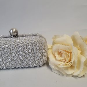 EMMY - WHITE PEARL BOX CLUTCH BAG