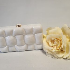 BERTHA - WHITE AND GOLD BOX CLUTCH BAG