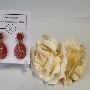 RED AND GOLD DROPPED EARRINGS