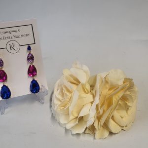 ROYAL BLUE, CERISE PINK AND LILAC DROPPED EARRINGS