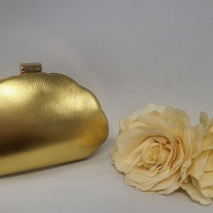 PERDY  - METALIC GOLD BOX CLUTCH BAG