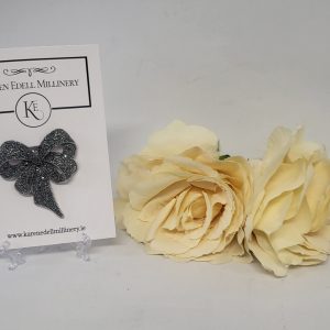 BLACK AND SILVER RHINESTONE BROOCH