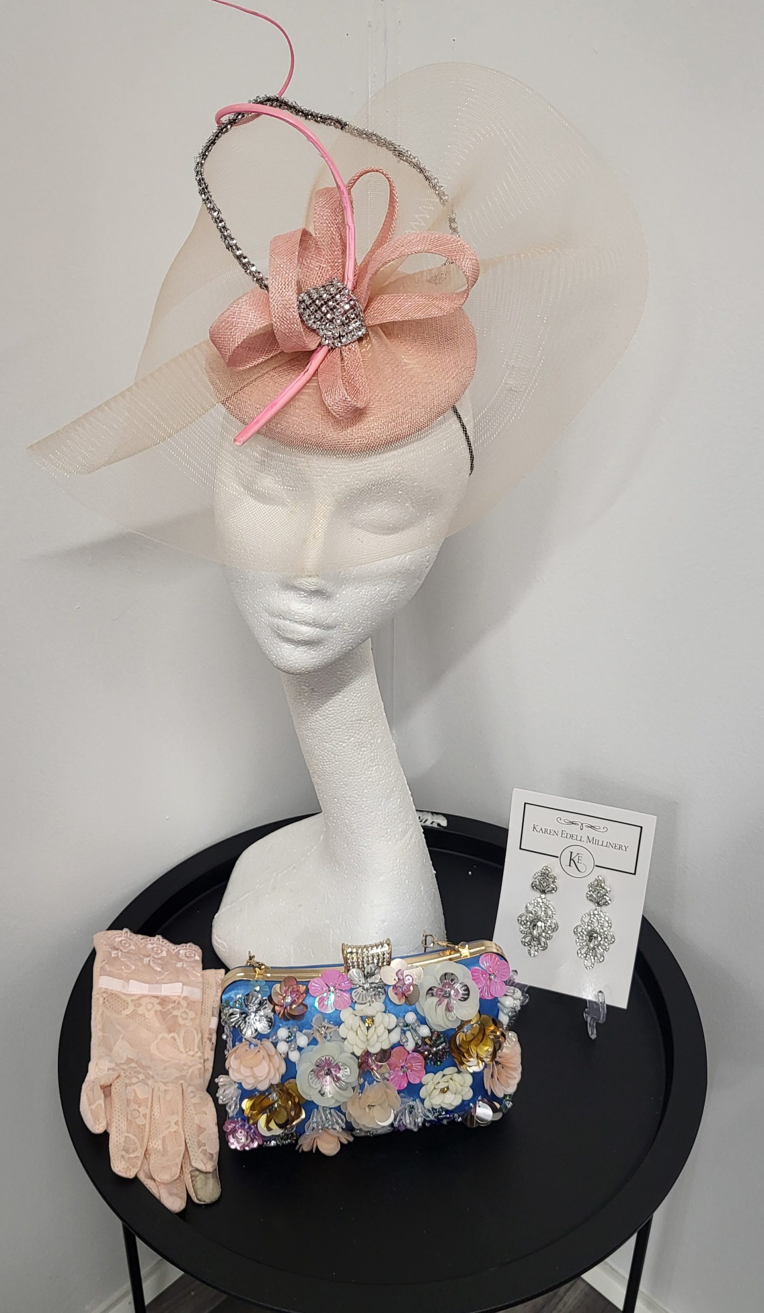 GABBIE - BLUSH SALMON AND SILVER FASCINATOR - HALF PRICE SAMPLE SALE - Image 6