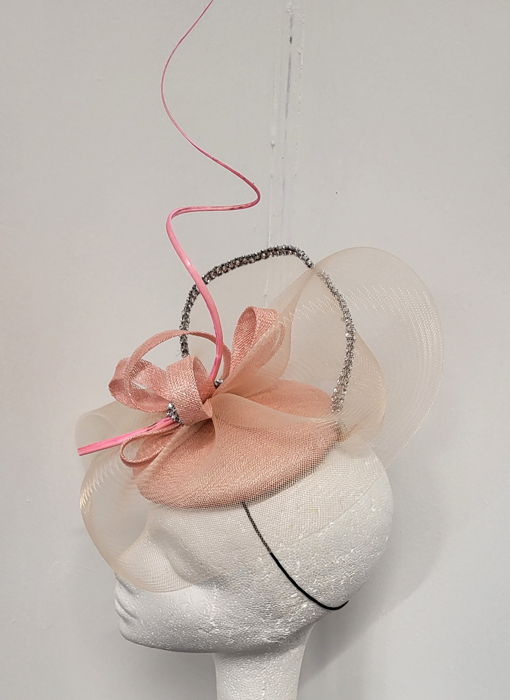 GABBIE - BLUSH SALMON AND SILVER FASCINATOR - HALF PRICE SAMPLE SALE - Image 3