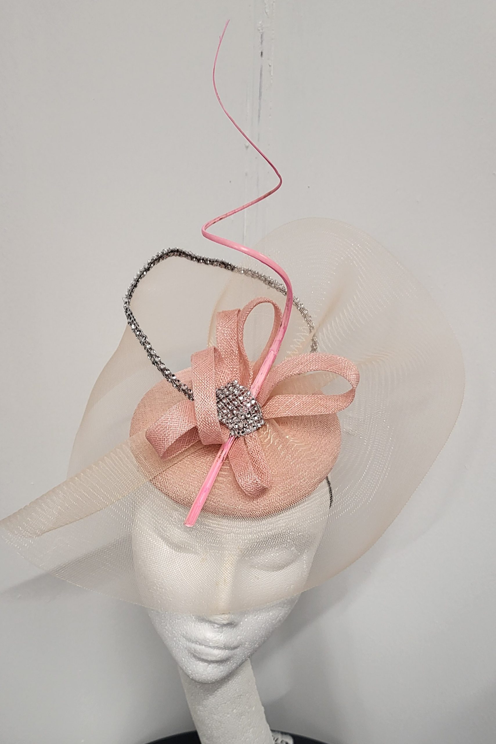GABBIE - BLUSH SALMON AND SILVER FASCINATOR - HALF PRICE SAMPLE SALE - Image 2