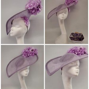 EUGENIE - LARGE LILAC  FASCINATOR HAT