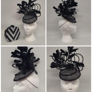KIERA - MONOCHROME  BLACK AND WHITE FASCINATOR