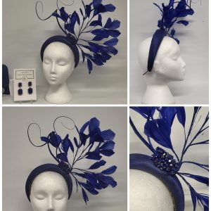 ROSEANNA - DARK ROYAL BLUE HAIRBAND FASCINATOR
