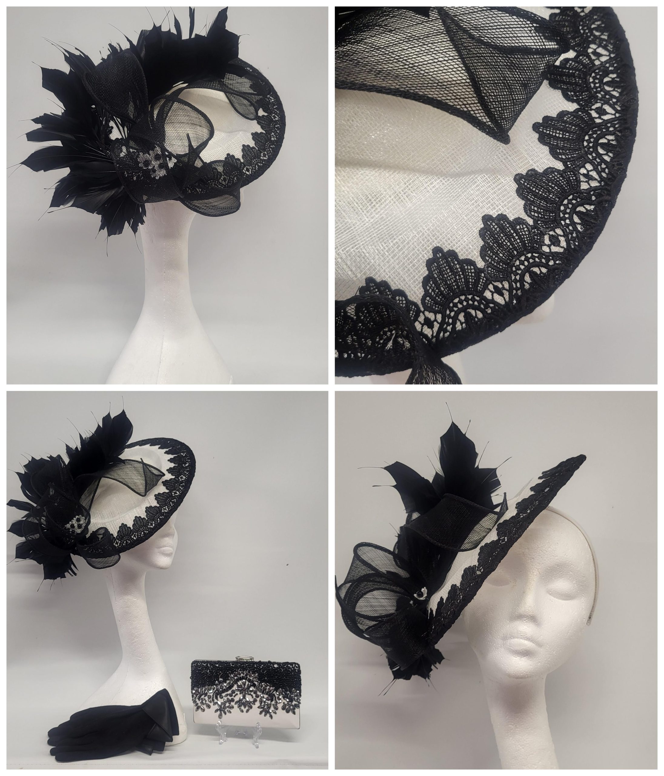 FINN - BLACK AND WHITE DISH FASCINATOR