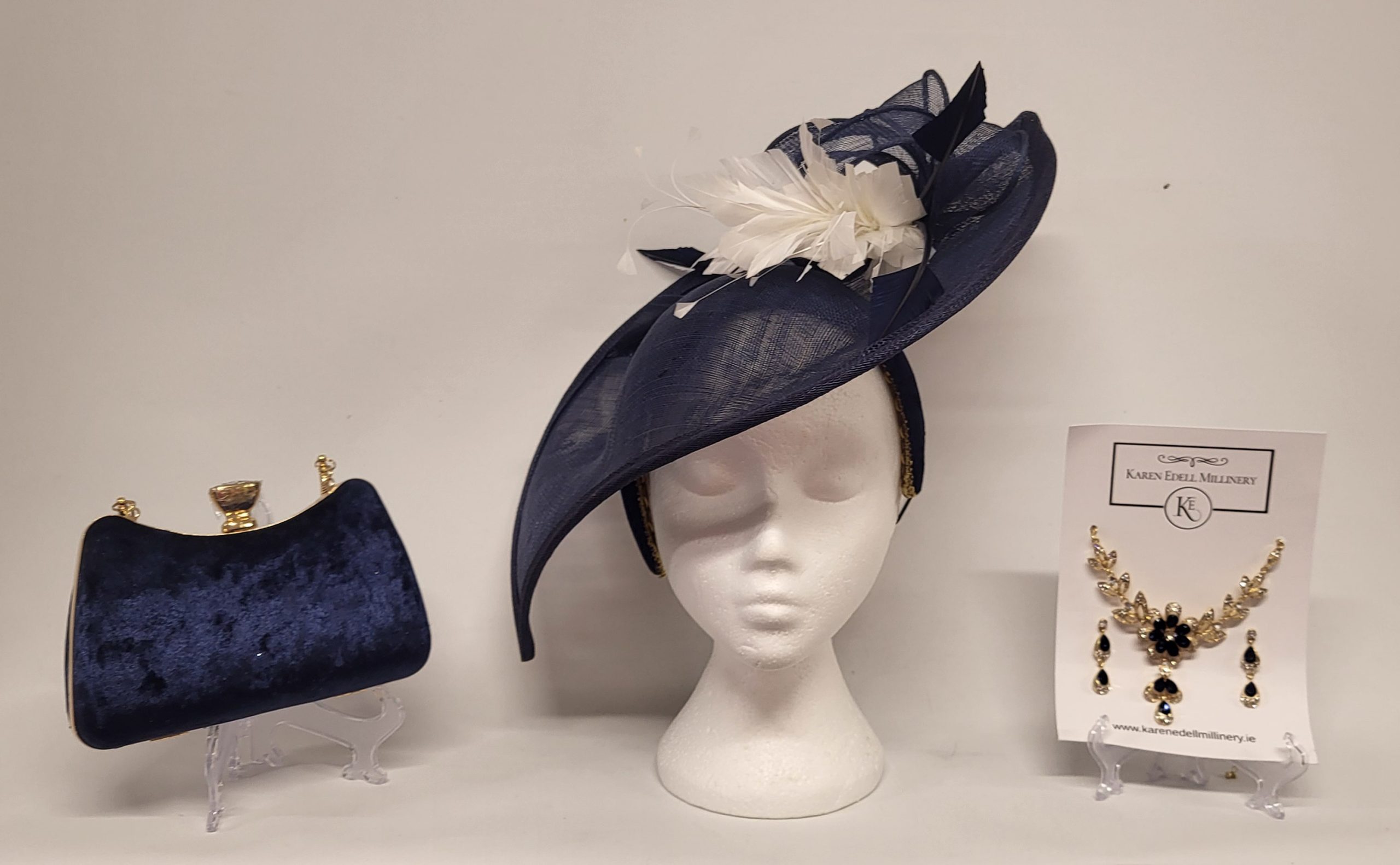 PIXIE - NAVY AND IVORY FASCINATOR - Image 4