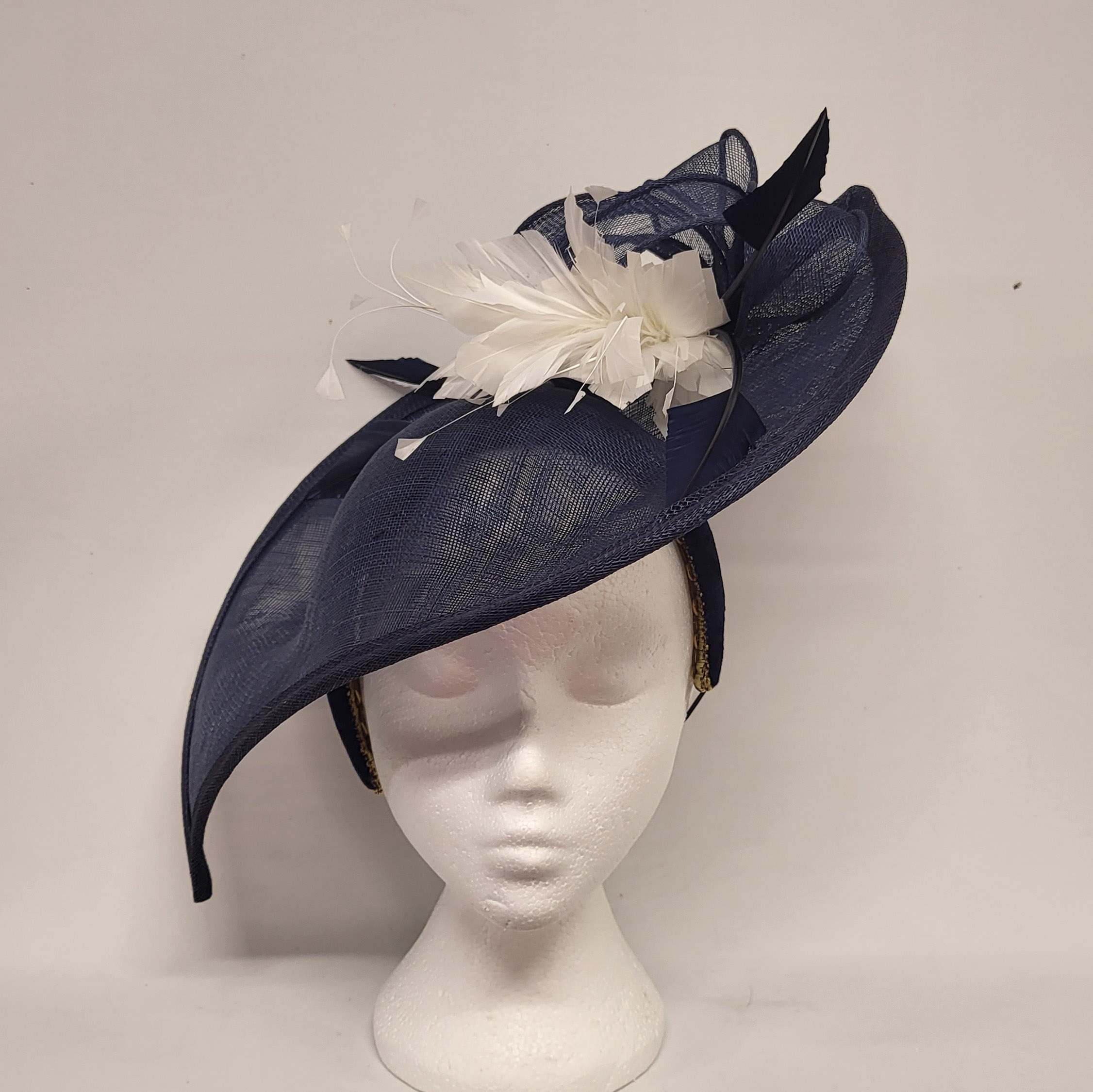 PIXIE - NAVY AND IVORY FASCINATOR - Image 3