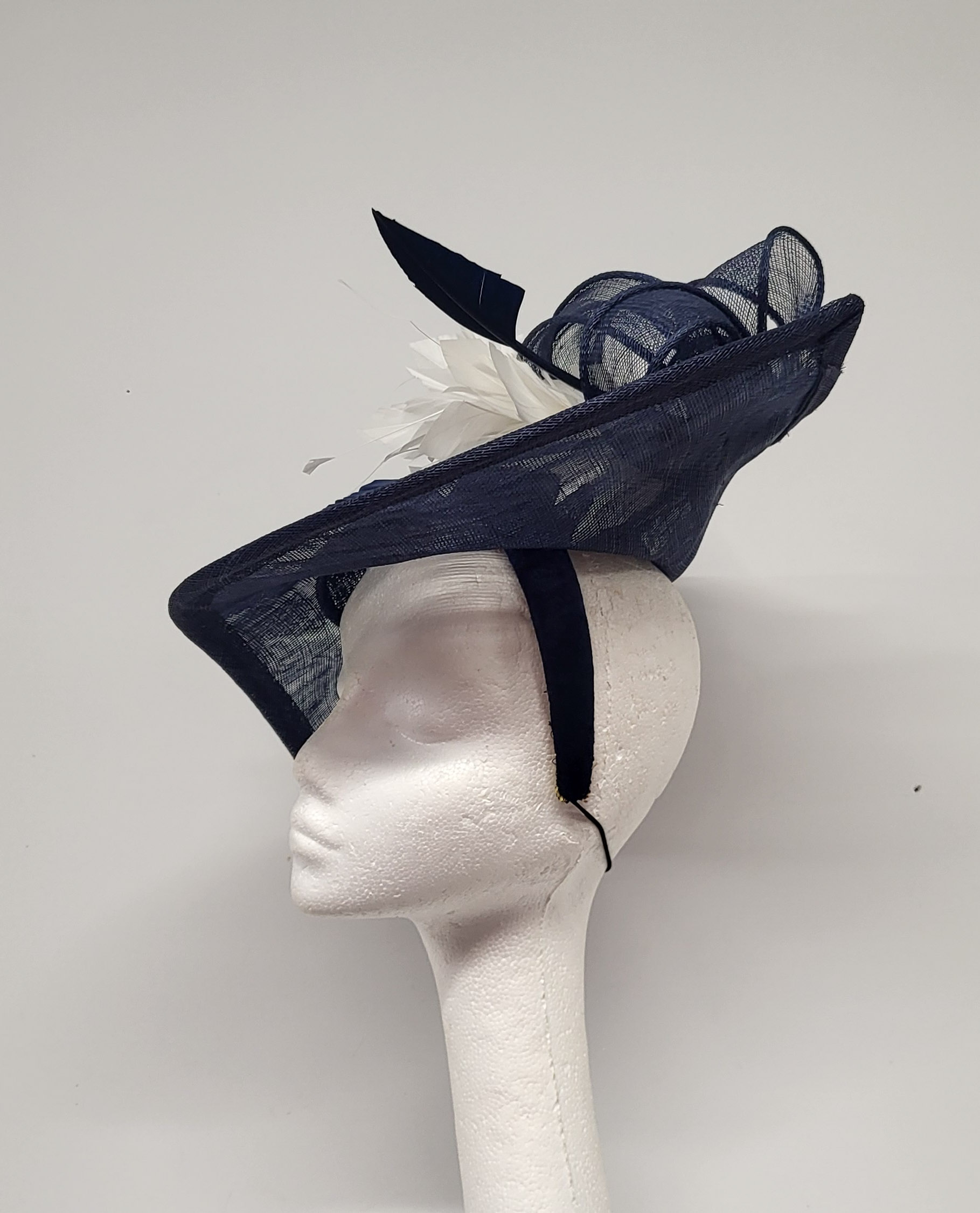 PIXIE - NAVY AND IVORY FASCINATOR - Image 6
