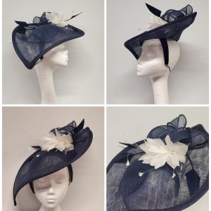 PIXIE - NAVY AND IVORY FASCINATOR