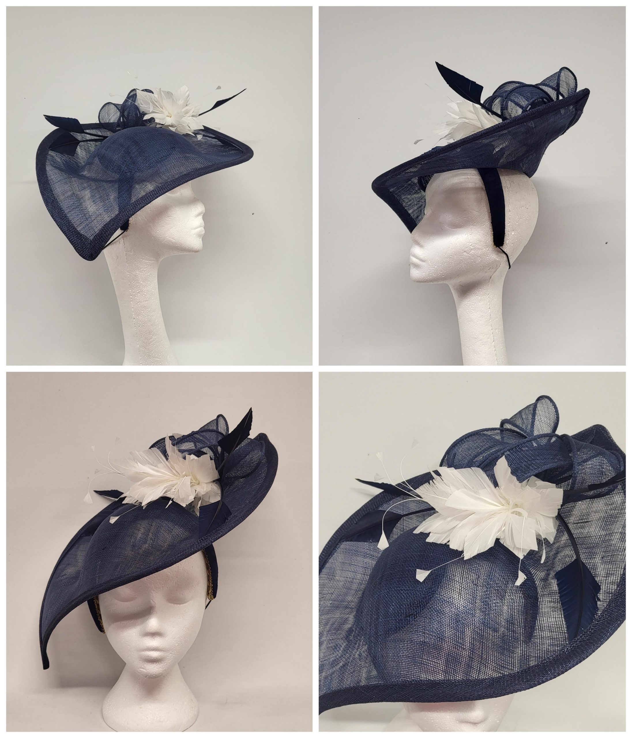 PIXIE - NAVY AND IVORY FASCINATOR