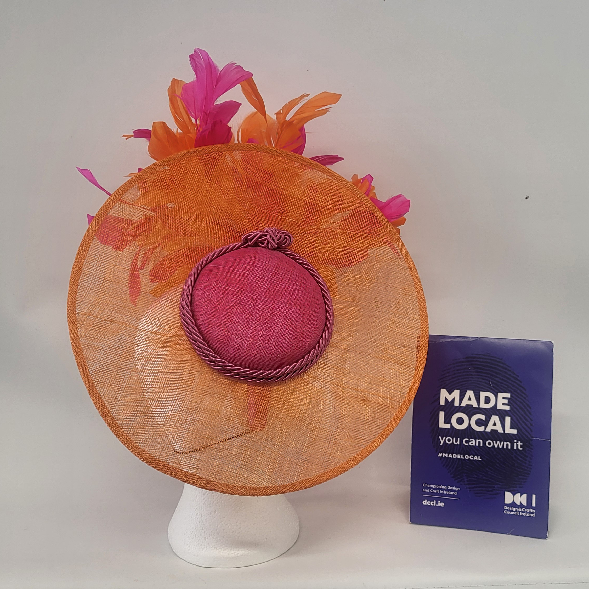KATERINA - ORANGE AND HOT PINK LARGE FASCINATOR - Image 4