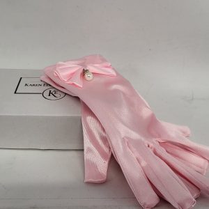 BABY PINK SATIN AND PEARL LADIES DAY GLOVES