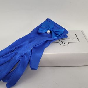 ROYAL BLUE SATIN AND PEARL LADIES DAY GLOVES