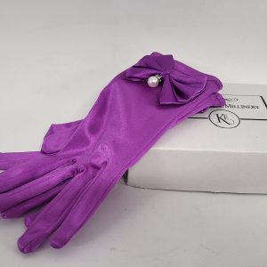 PURPLE AND PEARL SATIN LADIES DAY GLOVES