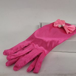 HOT PINK SATIN AND PEARL LADIES DAY GLOVES