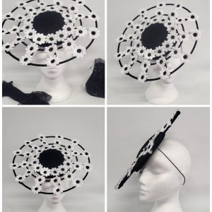 CHARMAINE - BLACK AND WHITE DAISY FASCINATOR