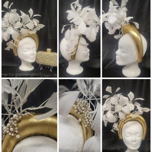 AFRICA - GOLD AND IVORY HALO BAND FASCINATOR