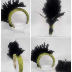 CAOIMHE - LIME GREEN AND BLACK HAIRBAND FASCINATOR