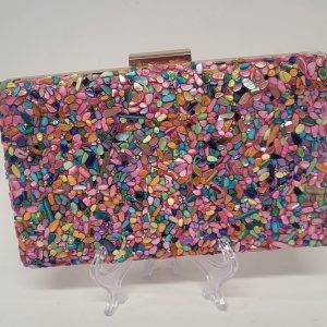 MARY - MULTICOLOURED RHINESTONE CLUTCH BAG