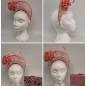 MELBA - ROSE PINK HALO FASCINATOR  - EX HIRE