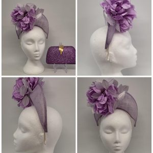 LAINEY - LILAC AND PURPLE  HALO FASCINATOR .