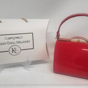 GABBIE - RED PATENT BOX CLUTCH BAG